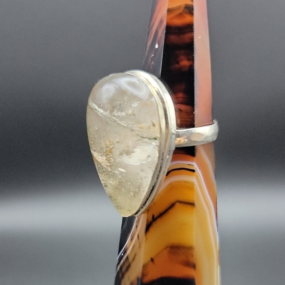 Garden Quartz Ring US Size 7-3/4" Natural Gemstone 925 Silver Plated Unisex NEW - Picture 2 of 9